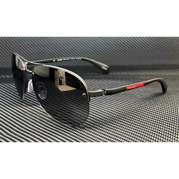 Prada Men's Black Rubber 65mm Sunglasses